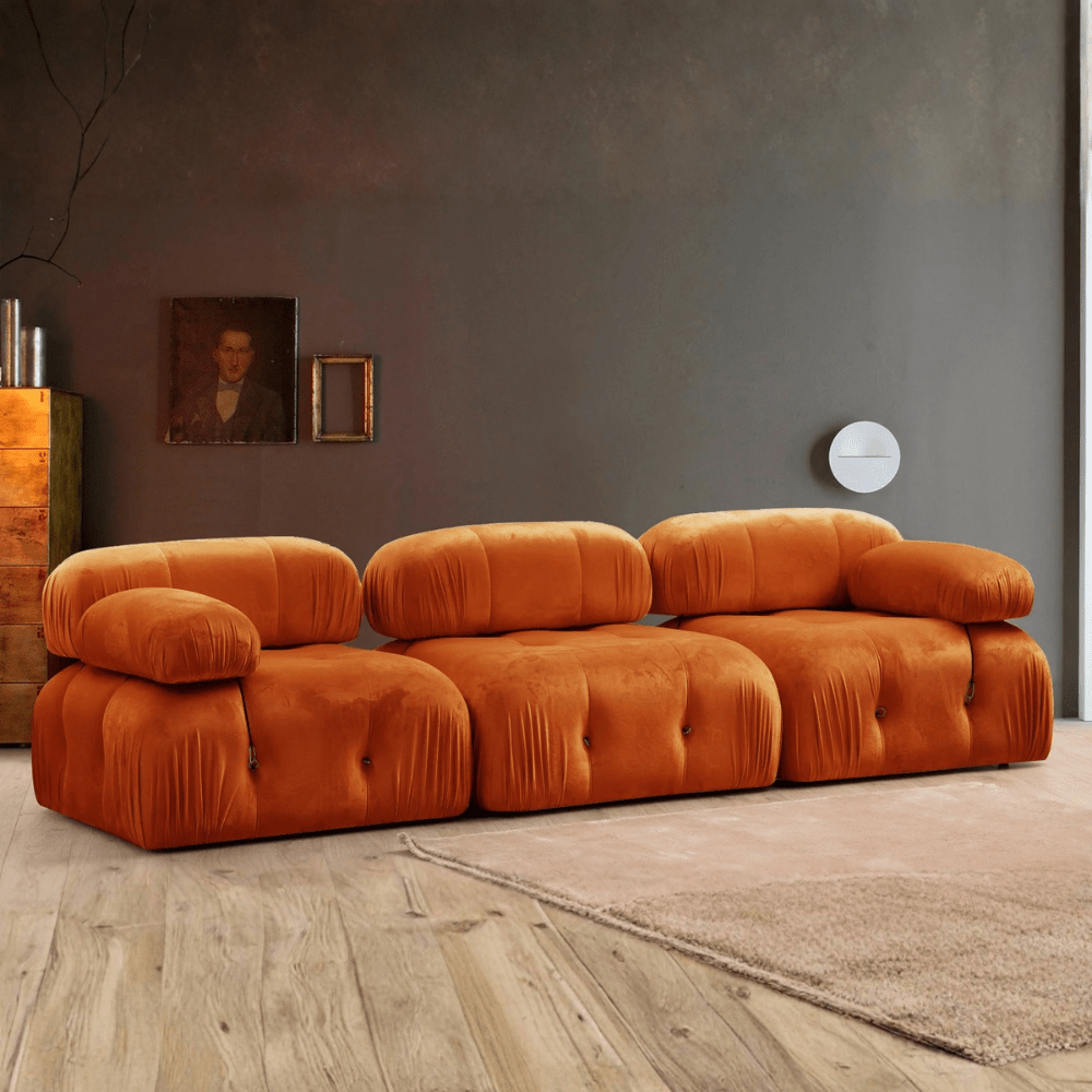 Banken - Modulaire bank 3 - zits Bubble velvet oranje - Dimehouse