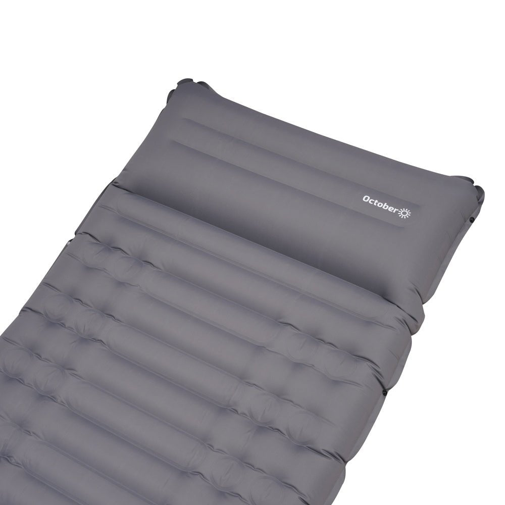 Luftmatratze 1 Person mit integriertem Aufblassystem 205x67x10 cm Dimehouse Grau LxBxH 23x15x15 Nylon Weißes Fotodetail