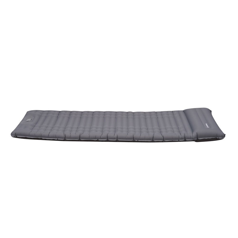 Luftmatratze 1 Person mit integriertem Aufblassystem 205x67x10 cm Dimehouse Grau LxBxH 23x15x15 Nylon Weißes Foto Seitenansicht