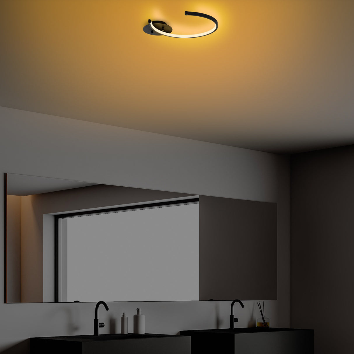 Plafondlampen - Plafondlamp Zwart Metaal Lunaris - Dimehouse