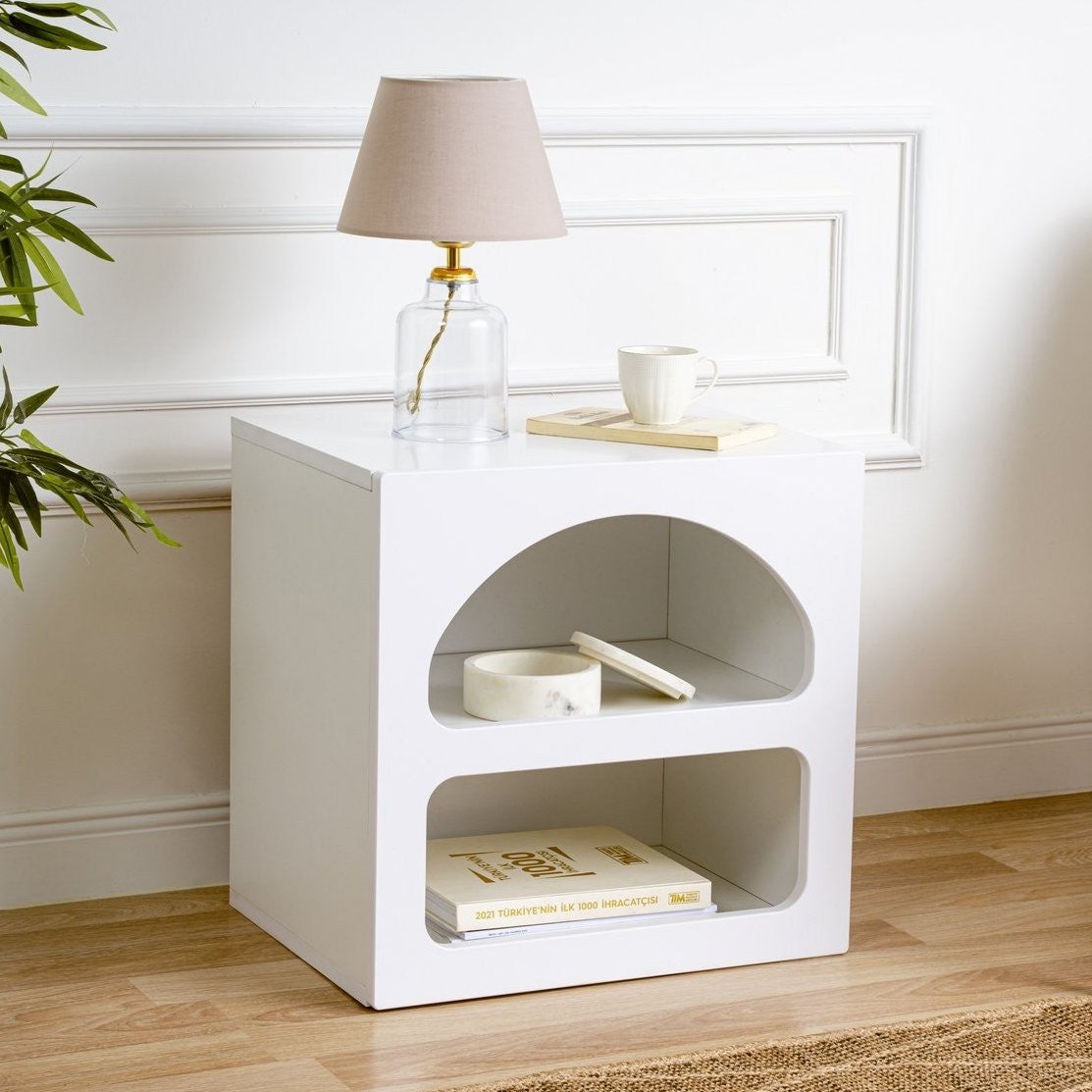 Nachtkastjes - Nachtkastje Lorin Wit Melamine 50x50x38 cm - Dimehouse