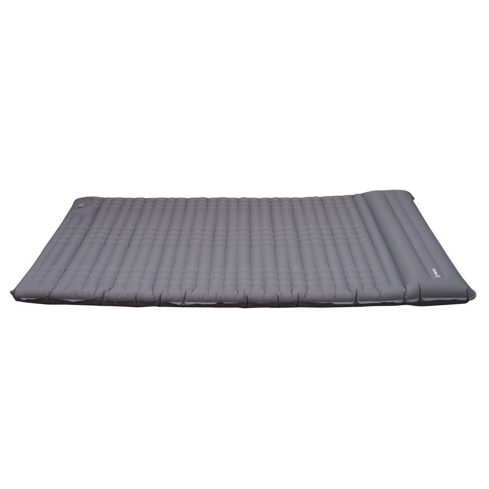 Luftmatratze für 2 Personen mit integriertem Aufblassystem 205x140x10 cm Dimehouse Grau LxBxH 33x17x17 Nylon Weißes Foto Seitenansicht