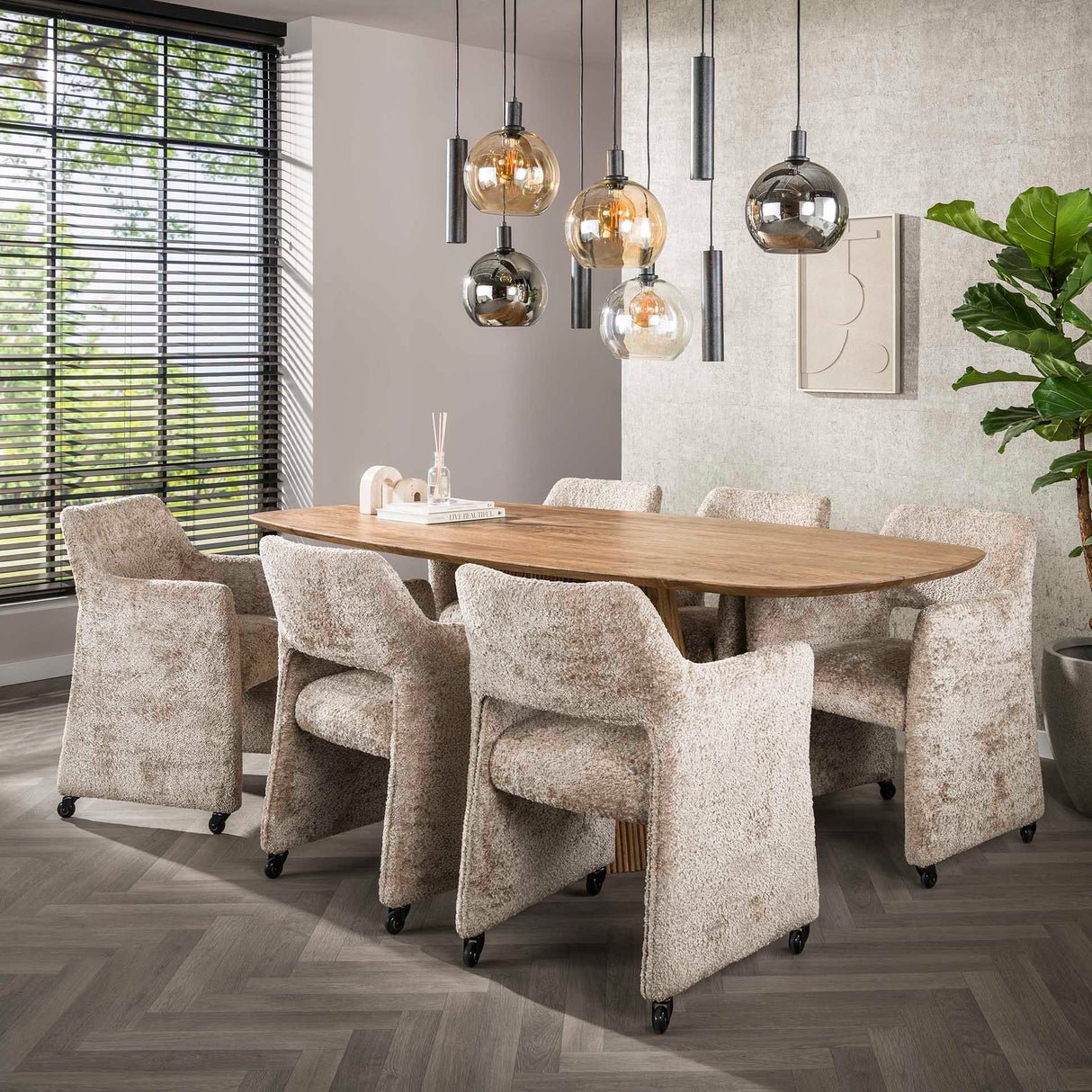 Eettafels - Eettafel Sue 215 cm Mangohout Zand - Dimehouse