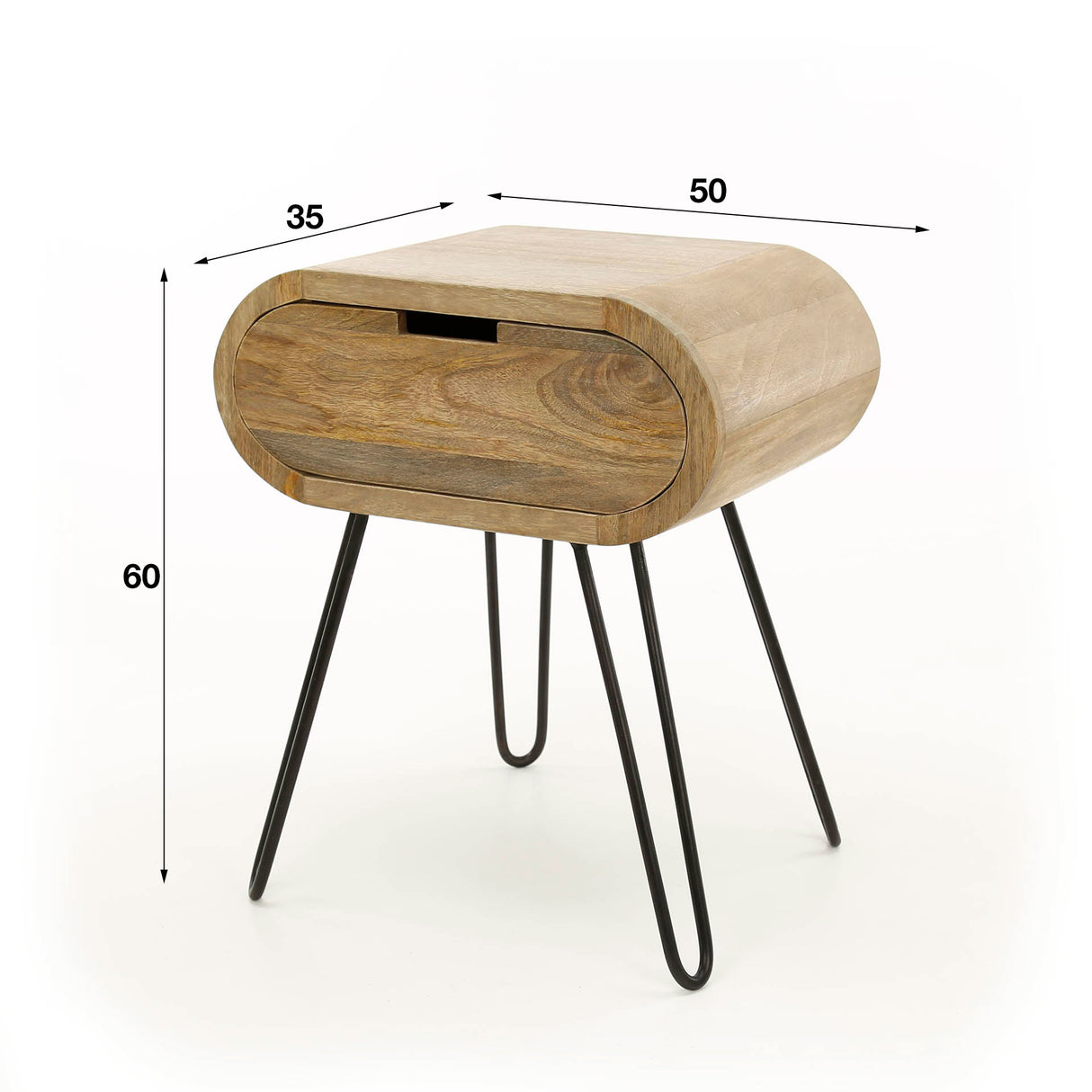 Nachttisch Jasmine DH Interior Mango LxBxH 56x41x30 Mangoholz Weiße Fotogrößenangabe