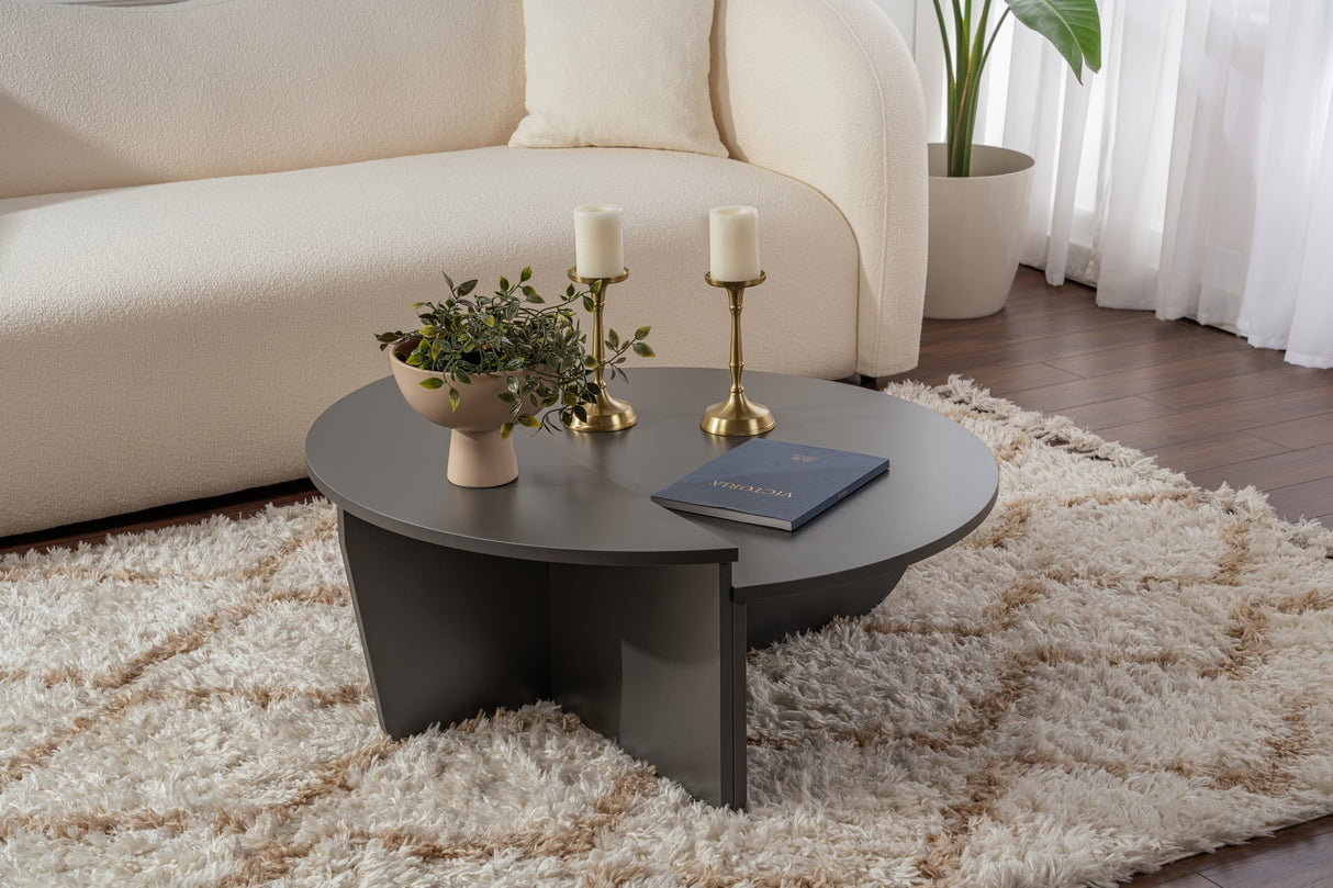 Salontafels - Ronde Salontafel Antraciet Melamine 85 cm Orin - Dimehouse