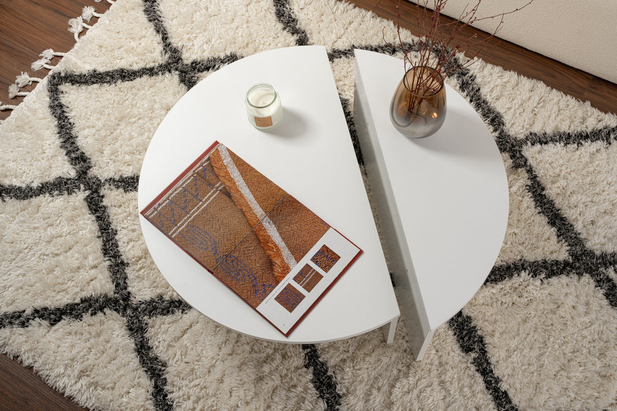 Salontafels - Ronde Salontafel Wit 85 cm Melamine Orin - Dimehouse