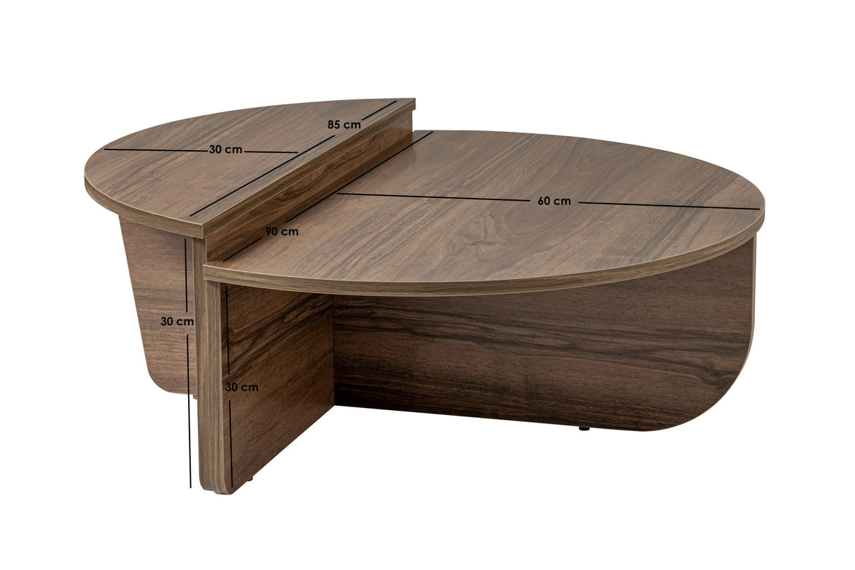 Salontafels - Salontafel Rond 85 cm Naturel Walnoot Melamine Orin - Dimehouse