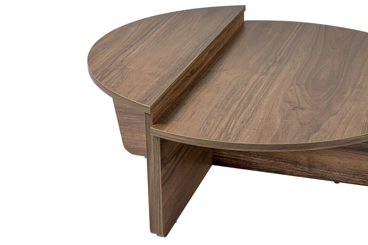 Salontafels - Salontafel Rond 85 cm Naturel Walnoot Melamine Orin - Dimehouse