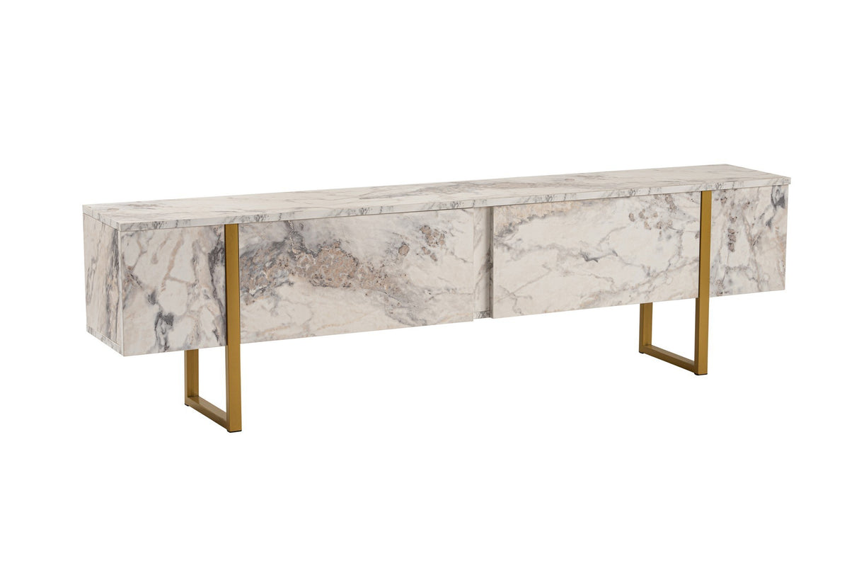 TV Meubels - TV Meubel Marmer Melamine Gouden Frame Blitz 50x180x29,5 cm - Dimehouse
