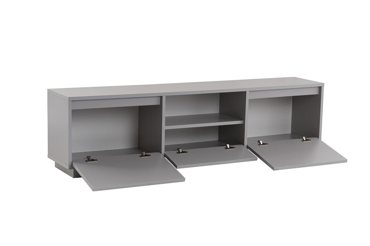 TV Meubels - TV Meubel Grijs Melamine - drie kastjes - 160x42x29,5 cm - Flare - Dimehouse