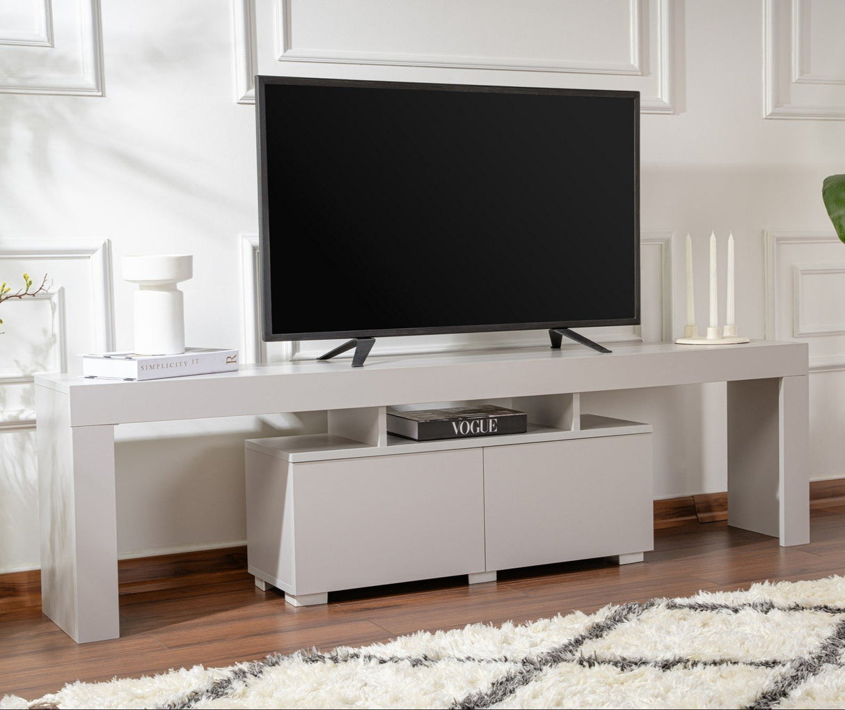 TV Meubels - TV Meubel Grijs Melamine Vertex 50x180x31,3 cm - Dimehouse