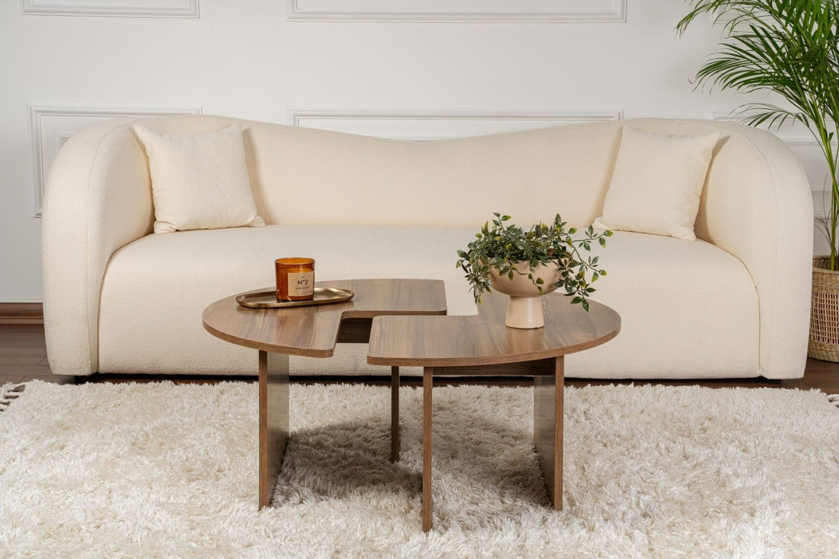 Salontafels - Ronde Salontafel Moari Walnoot Melamine 90 cm - Dimehouse
