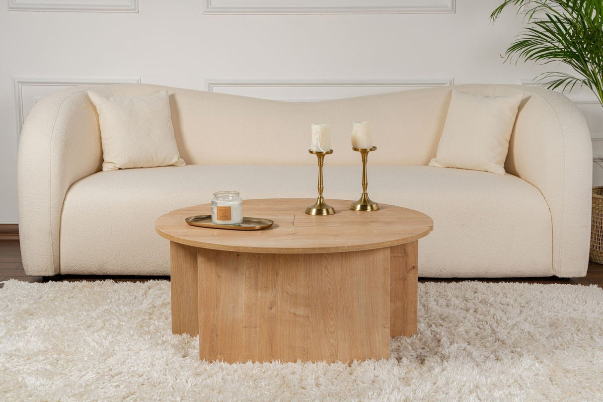 Salontafels - Ronde Salontafel Moari Eikenhout Melamine 90 cm - Dimehouse