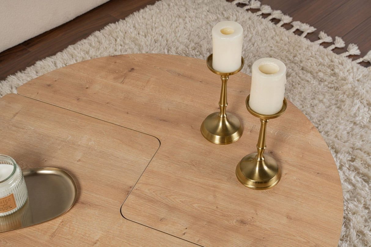 Salontafels - Ronde Salontafel Moari Eikenhout Melamine 90 cm - Dimehouse
