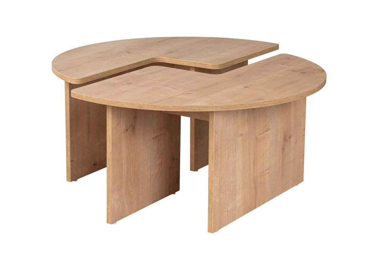 Salontafels - Ronde Salontafel Moari Eikenhout Melamine 90 cm - Dimehouse