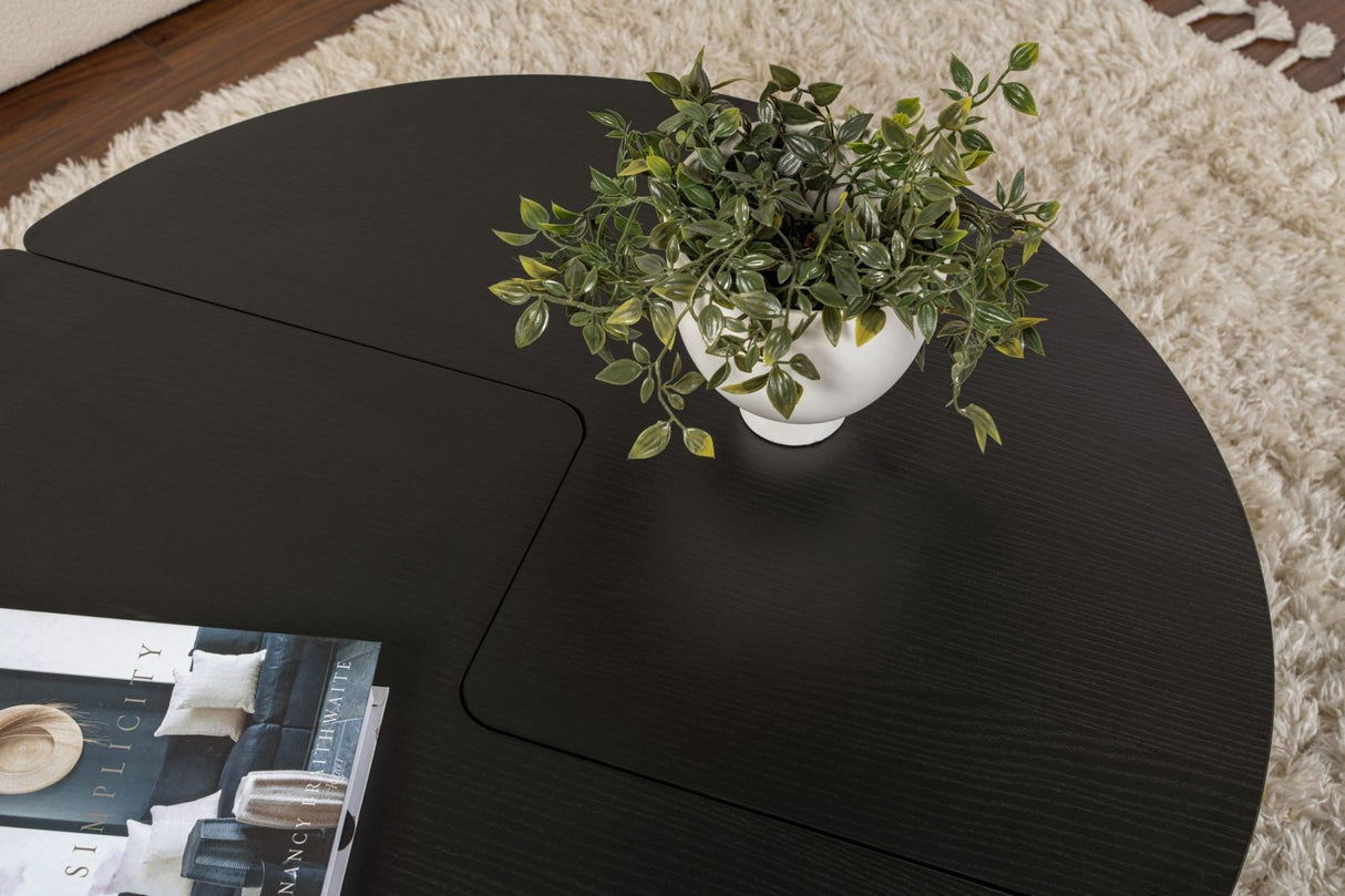 Salontafels - Ronde Salontafel Moari Zwart Melamine 90 cm - Dimehouse