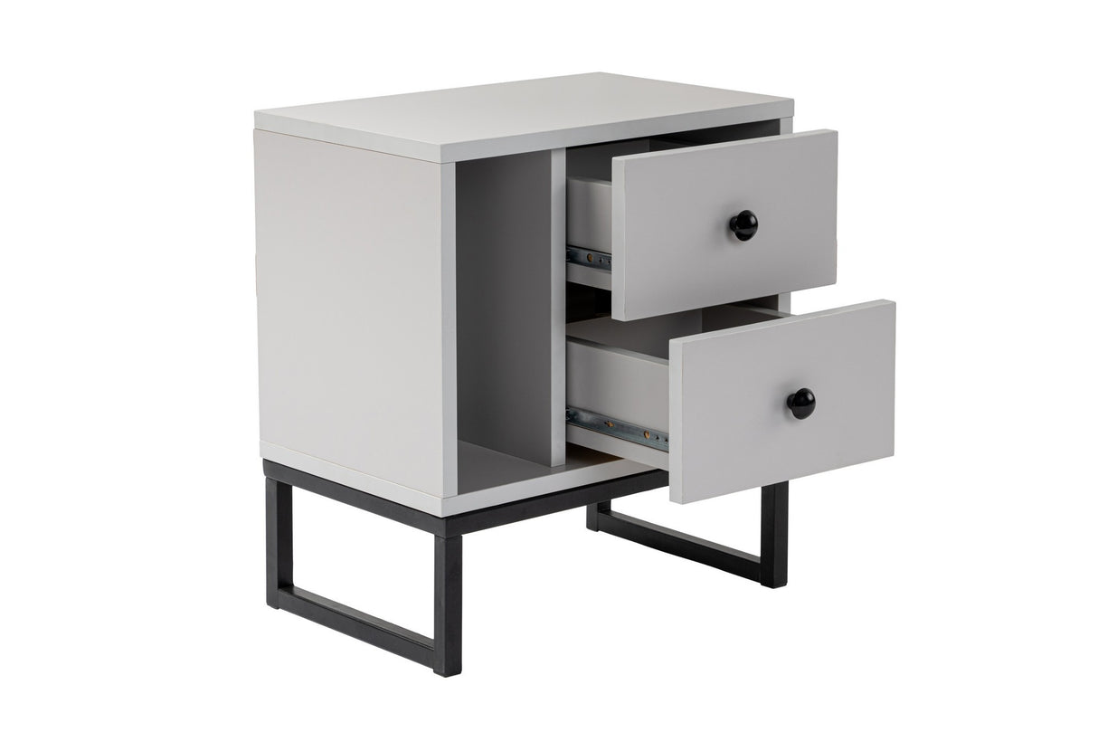 Nachtkastjes - Nachtkastje Grijs Melamine Pulsar - Zwart Frame - Dimehouse
