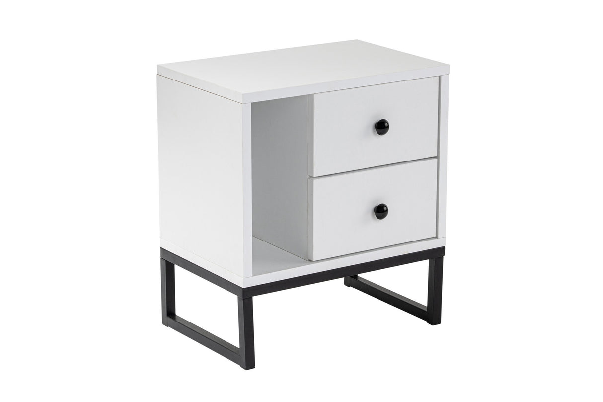 Nachtkastjes - Nachtkastje Wit Melamine Pulsar - Zwart Frame - Dimehouse