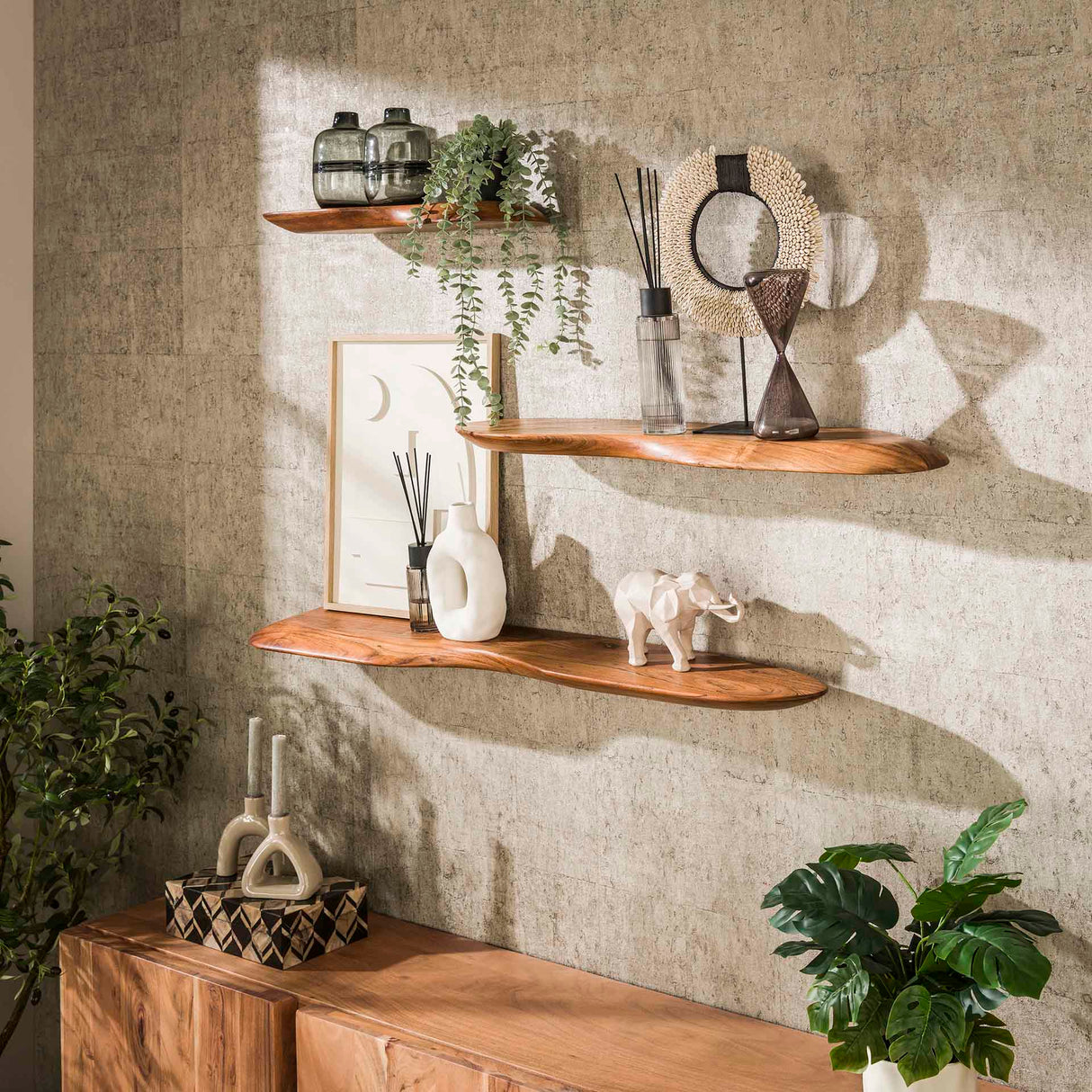 Wandplanken - Wandplank Acacia Nala 90 cm – Massief Hout - Dimehouse