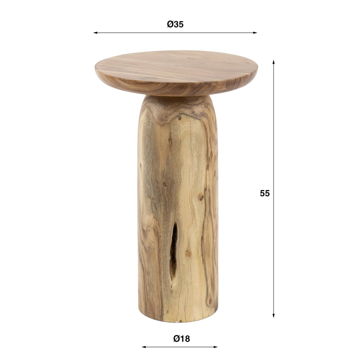 Bijzettafels - Bijzettafel Nova - Massief Acaciahout - 55 cm Hoog - Dimehouse