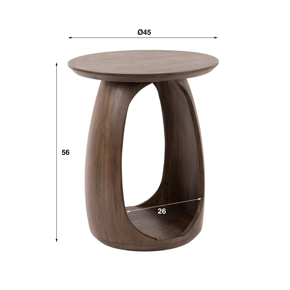 Bijzettafels - Bijzettafel Juno Acacia Bruin 45x45x56 cm - Dimehouse