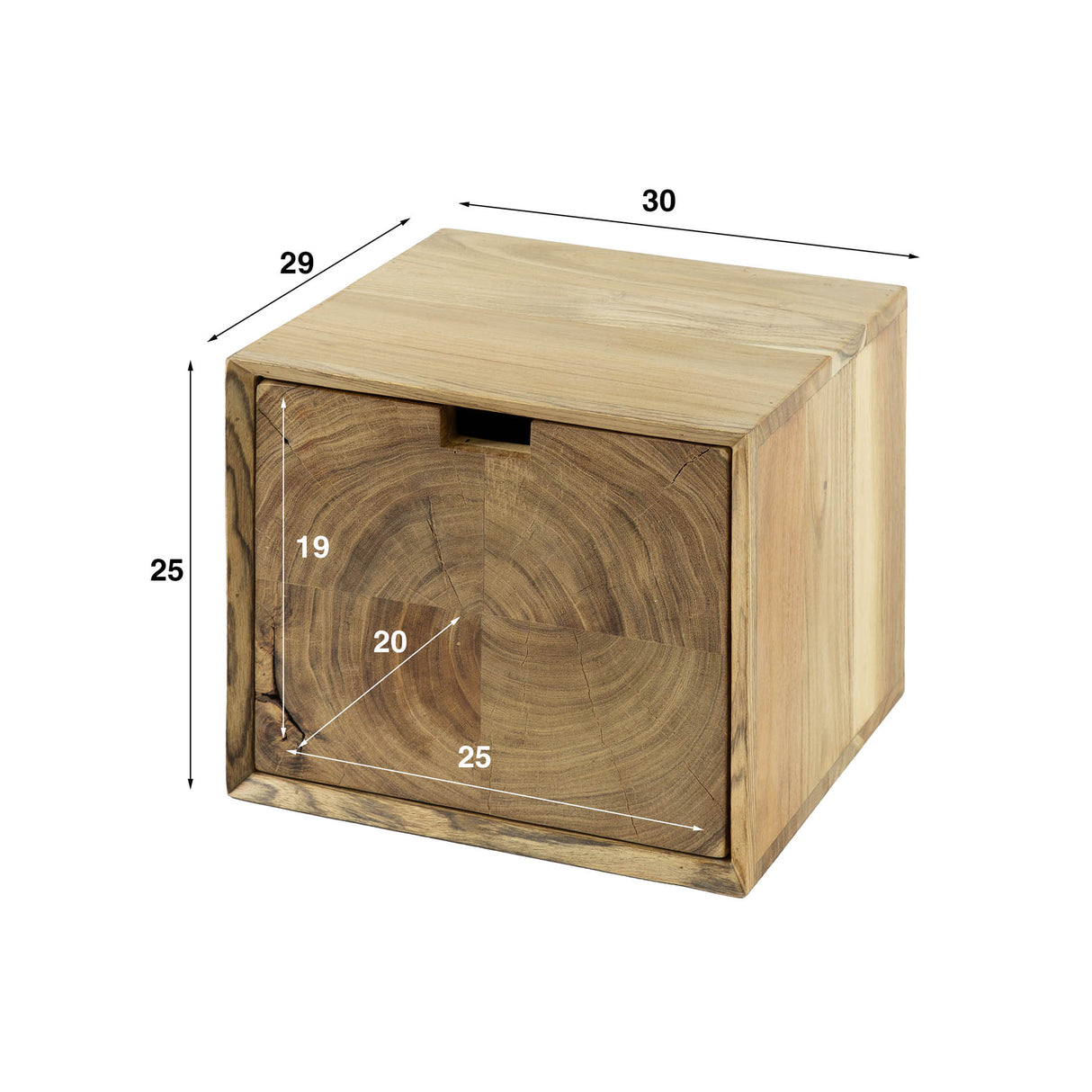 Nachtkastjes - Zwevend Nachtkastje Acaciahout Nova met 1 Lade - 30x25x29 cm - Dimehouse