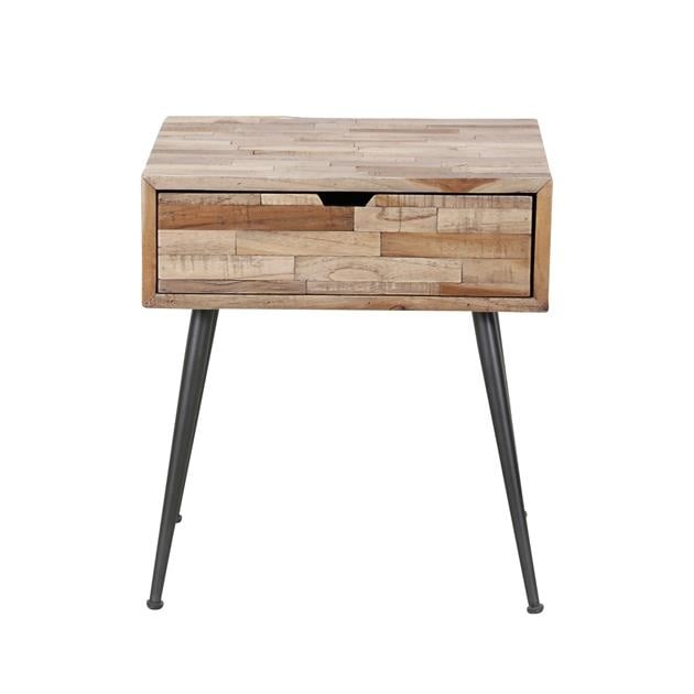 Nachttisch Cloë DH Interior Weathered LxBxH 50x40x19 Teak White Foto Vorderansicht