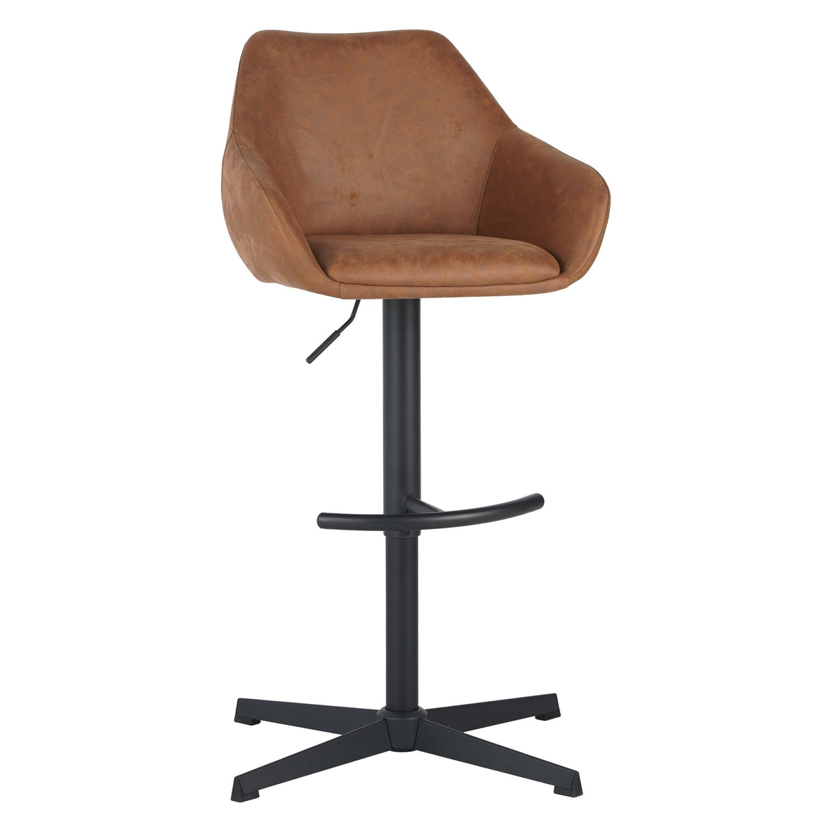 Barkrukken - Venom Barkruk Cognac Eco - leer - Verstelbare Draaibare Barstoel met Armleuning - Dimehouse