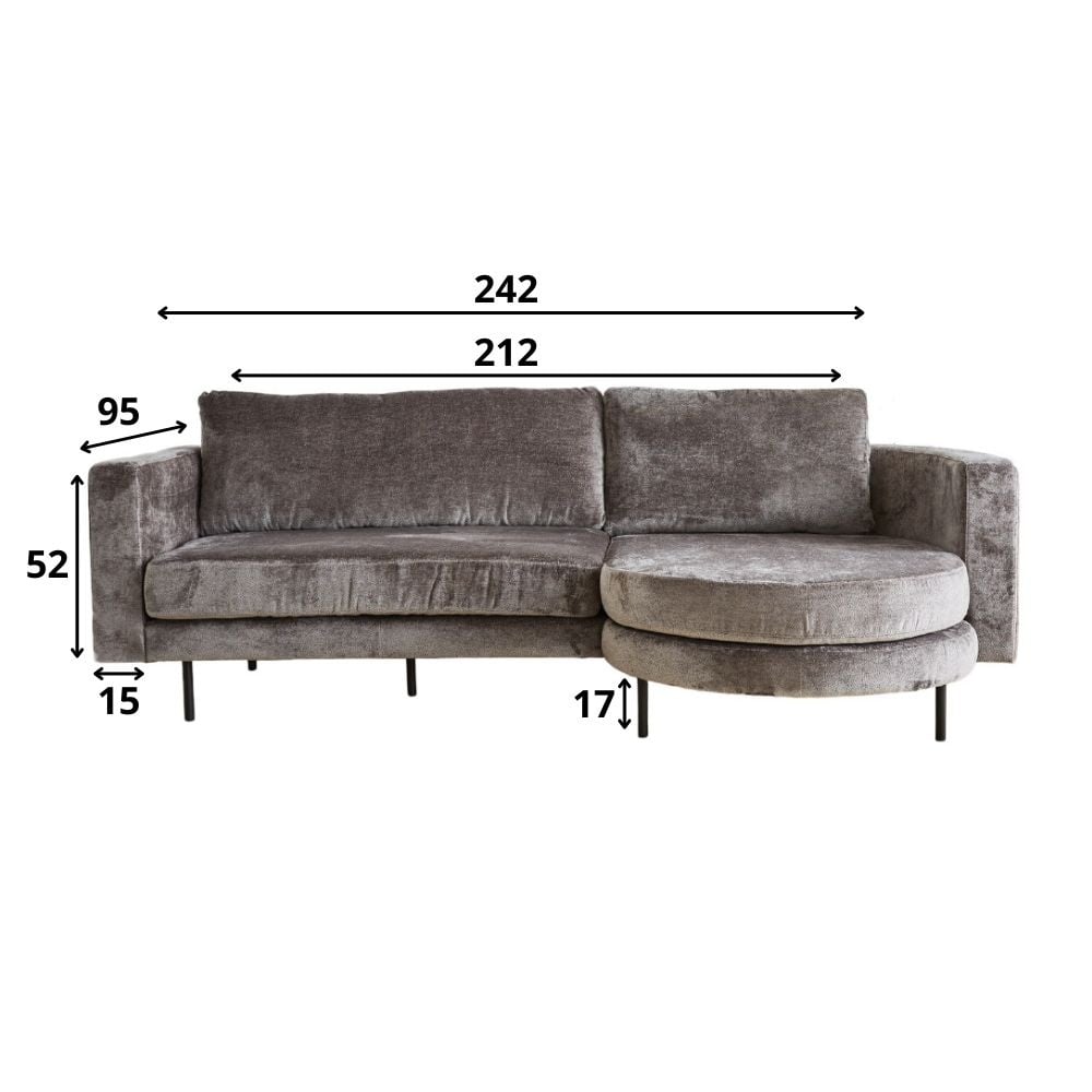 Sofa Bella Dimehouse Grau LxBxH 138x98x55 Stoff Weiß Fotogrößenangabe