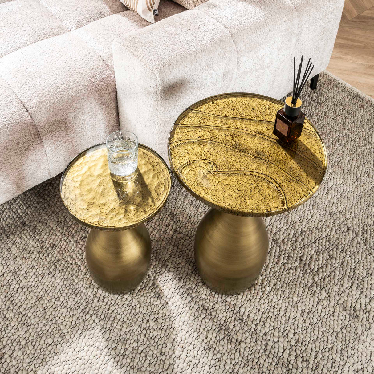 Bijzettafels - Bijzettafel Vesto Druppelvorm Antiek Goud 60 cm - Dimehouse