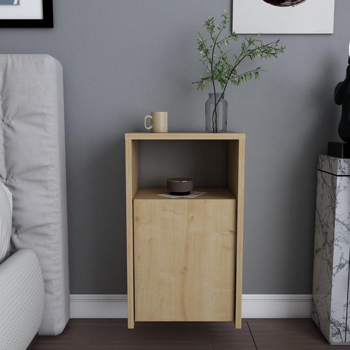 Carlin Nachttisch Eichenoptik 36 cm Melaminbeschichtetes Möbelholz