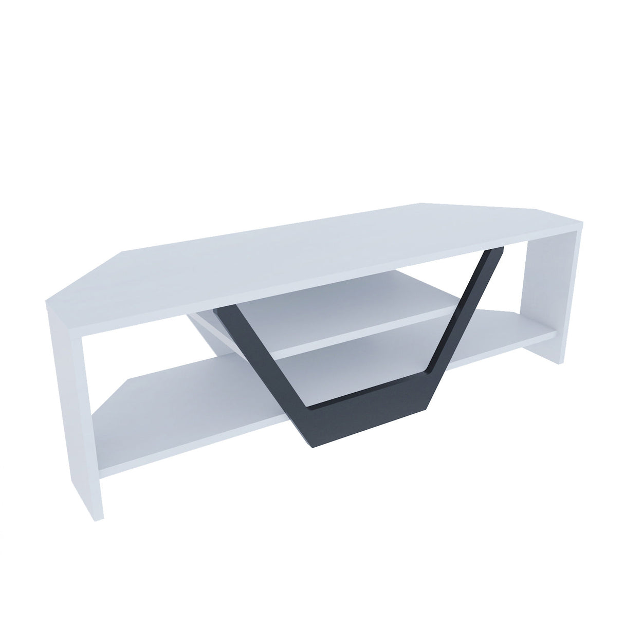 Sares TV-Schrank weiß-schwarz 120 cm Weiß, schwarz melaminbeschichteter Holzverbundstoff