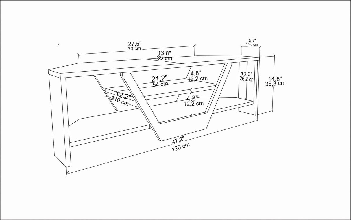 Sares TV-Schrank weiß-schwarz 120 cm Weiß, schwarz melaminbeschichteter Holzverbundstoff