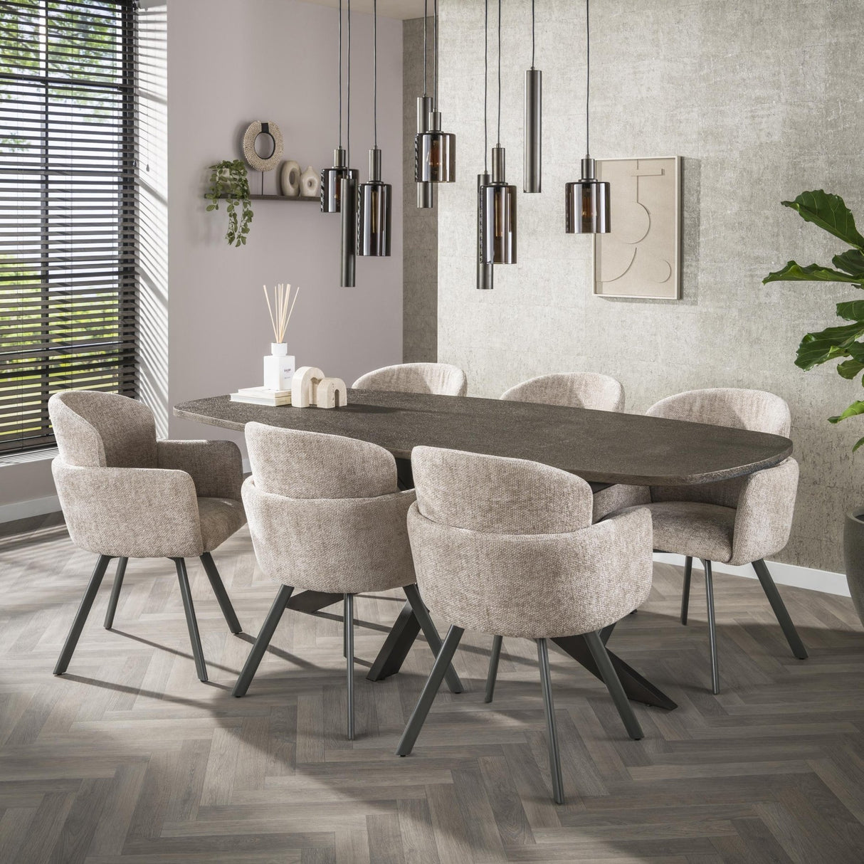 Eettafels - Eettafel Deens Ovaal Virello Brons Liquid Metal 215 cm - Dimehouse