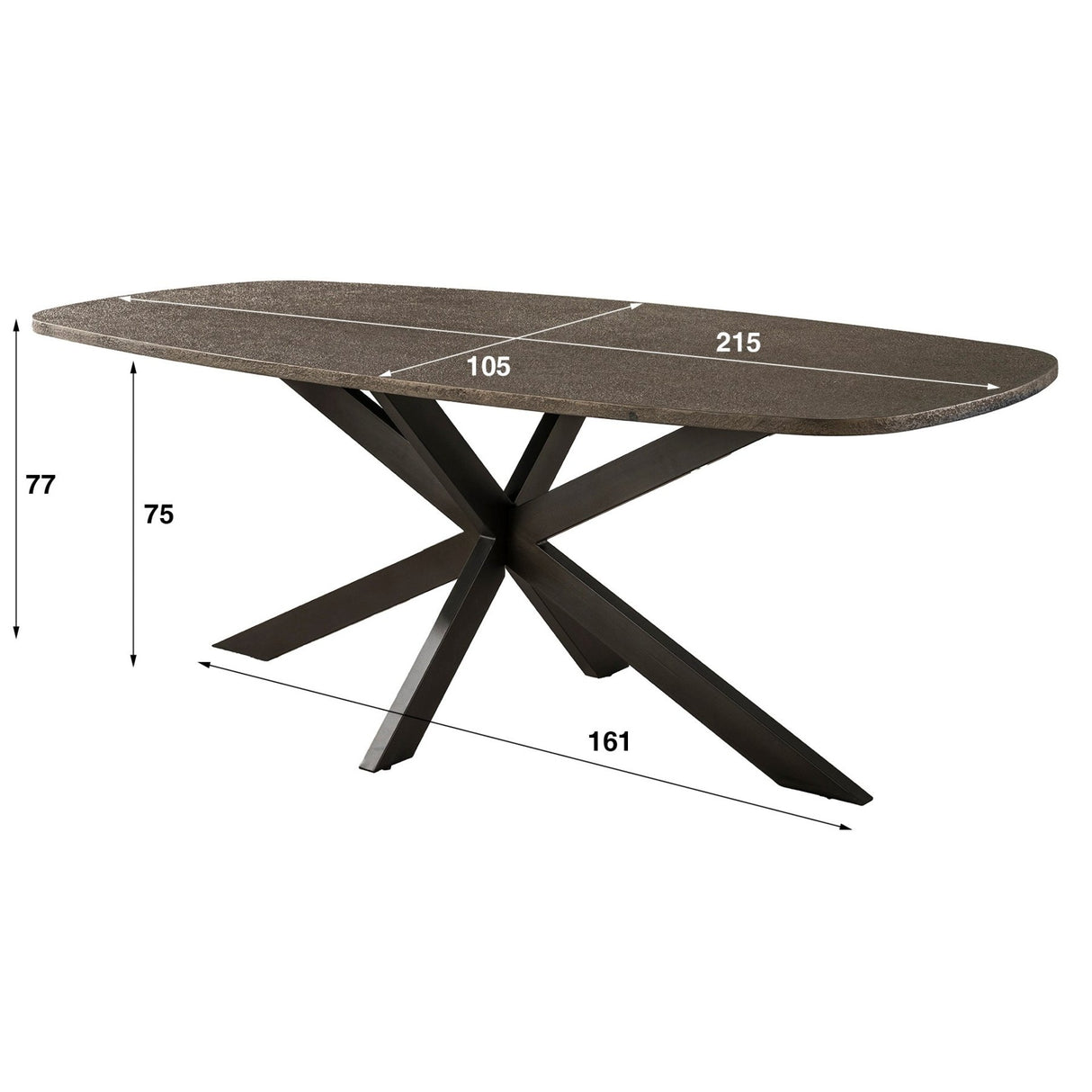Eettafels - Eettafel Deens Ovaal Virello Brons Liquid Metal 215 cm - Dimehouse