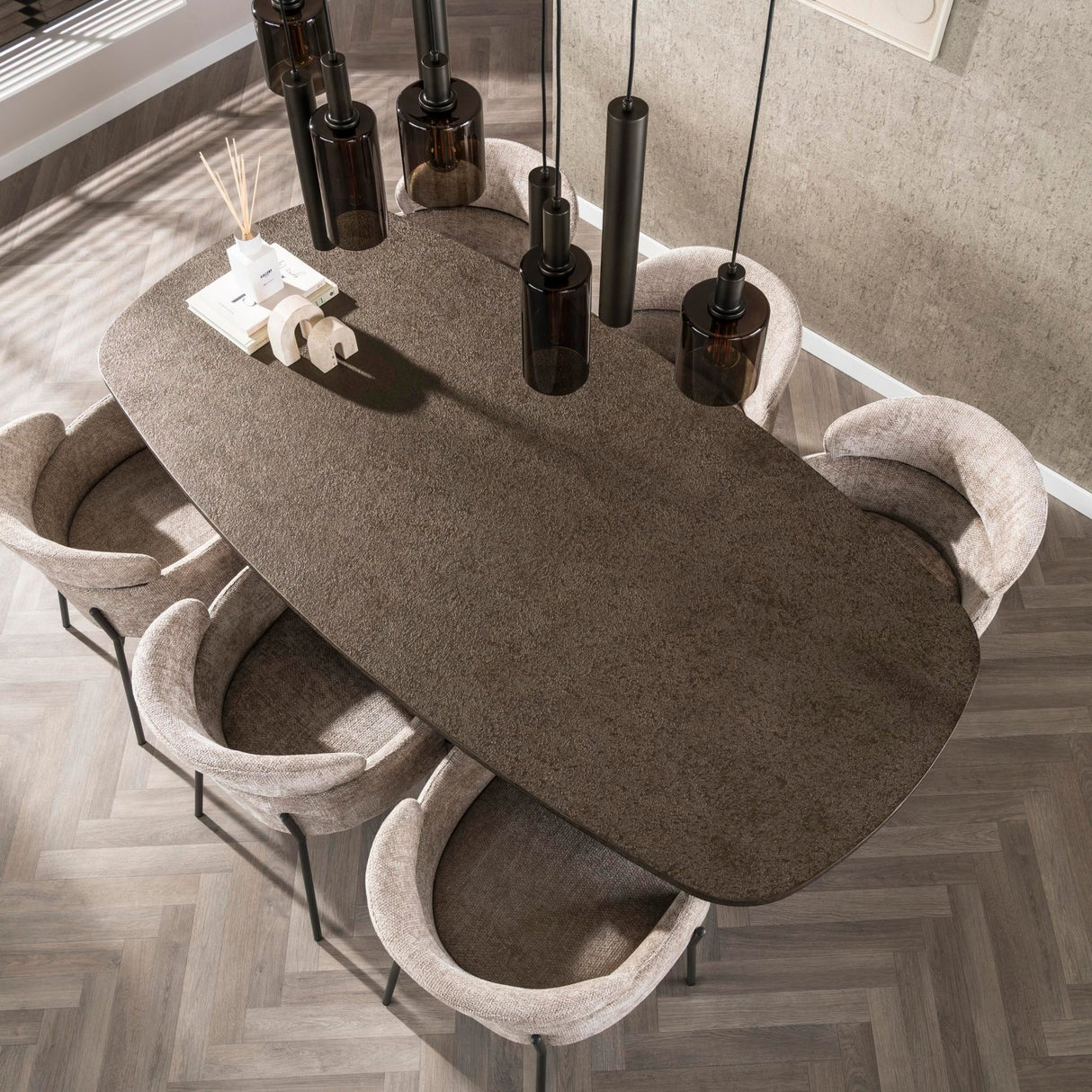Eettafels - Eettafel Deens Ovaal Virello Brons Liquid Metal 215 cm - Dimehouse