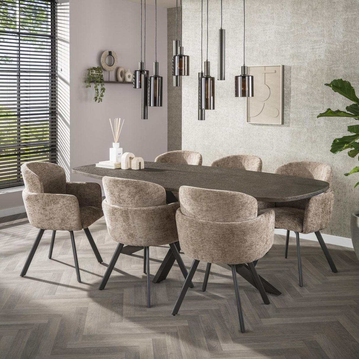 Eettafels - Eettafel Deens Ovaal Virello Brons Liquid Metal 215 cm - Dimehouse