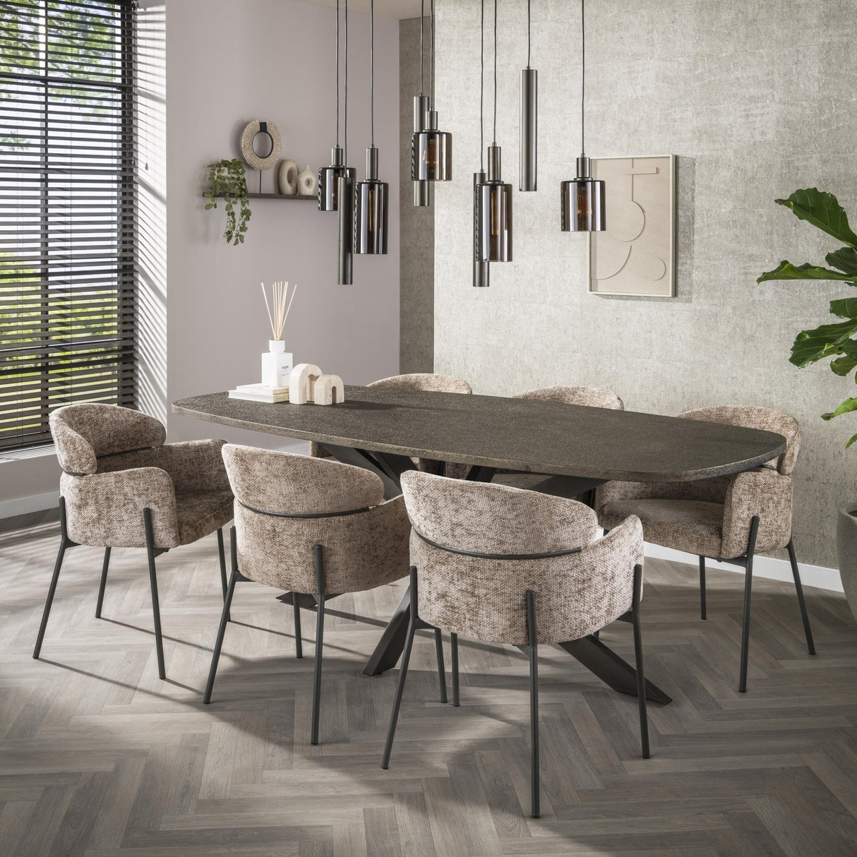 Eettafels - Eettafel Deens Ovaal Virello Brons Liquid Metal 215 cm - Dimehouse