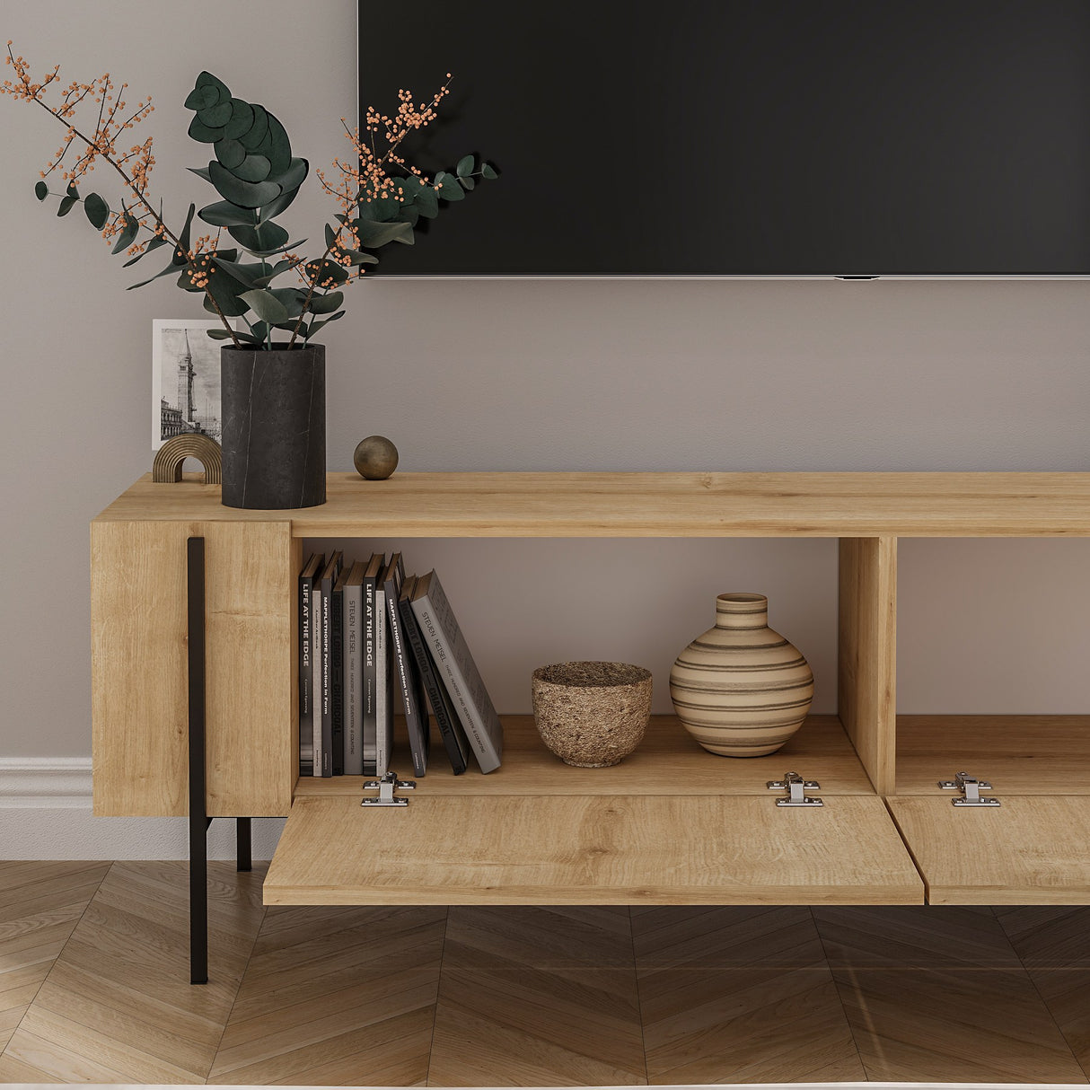 Herman TV-Möbel Sapphire Eichenoptik 160 cm Geprägtes Holzkomposit
