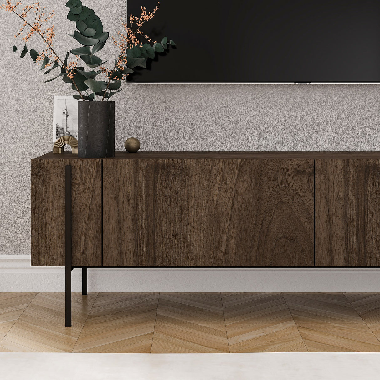 Herman TV-Möbel in Nussbaumoptik 160 cm Melaminholz