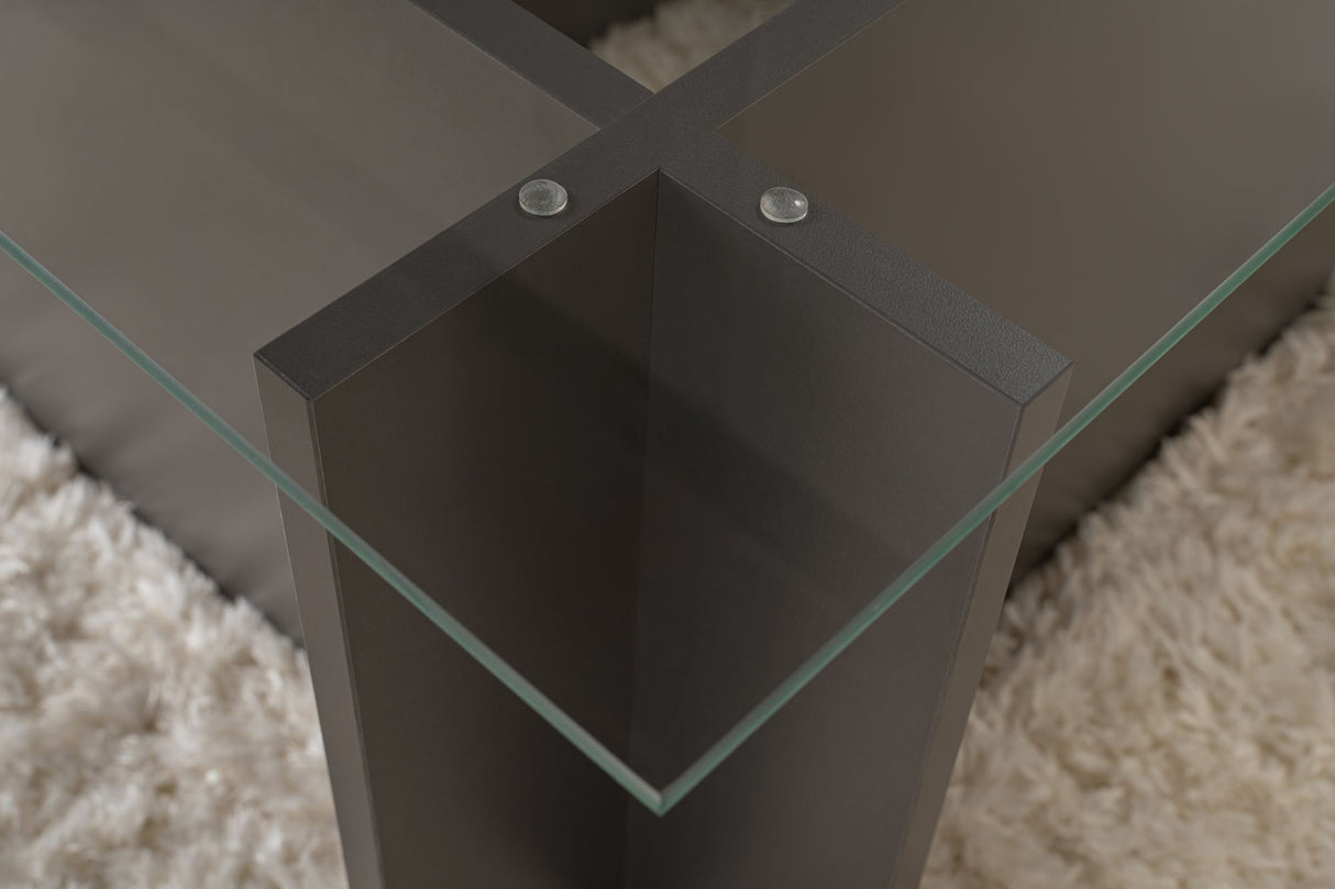 Salontafels - Rechthoekige Moderne Salontafel Vetroni Antraciet - Glas - 105x65 cm - Dimehouse