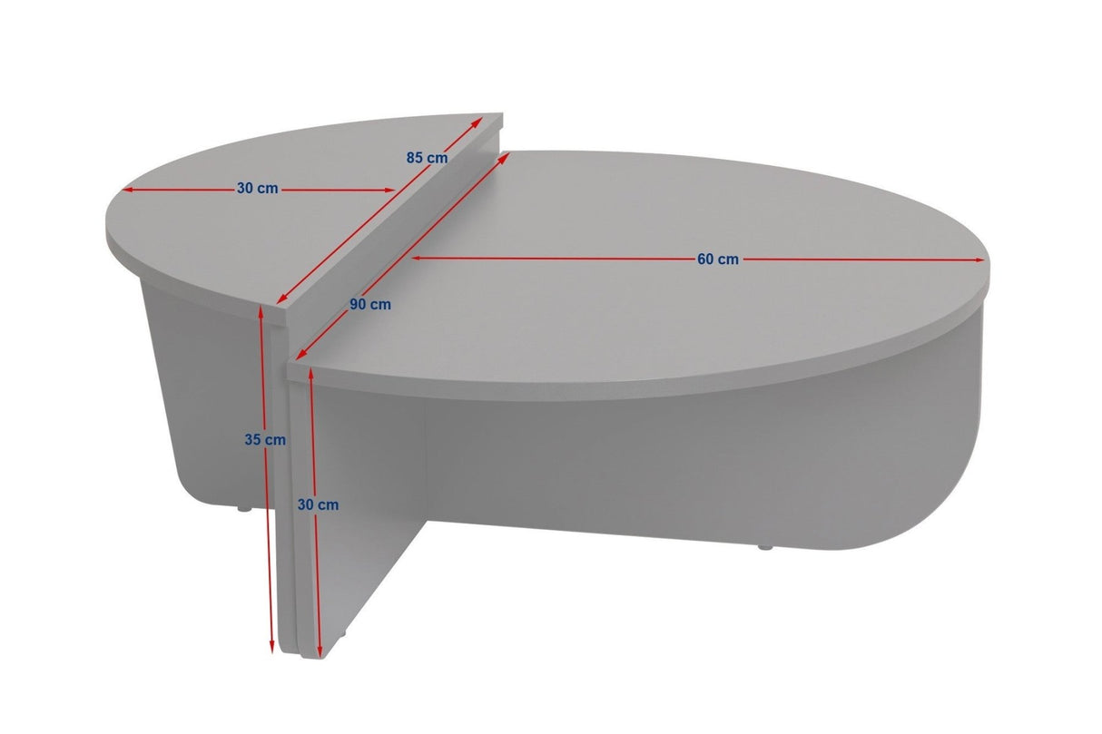 Salontafels - Ronde salontafel Orion walnoot en wit melamine 90x60 cm - Dimehouse