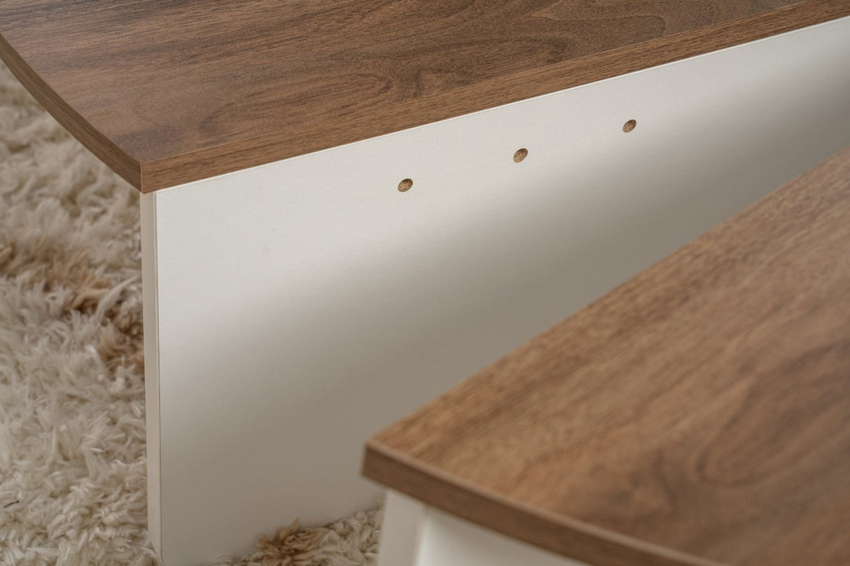 Salontafels - Ronde salontafel Orion walnoot en wit melamine 90x60 cm - Dimehouse