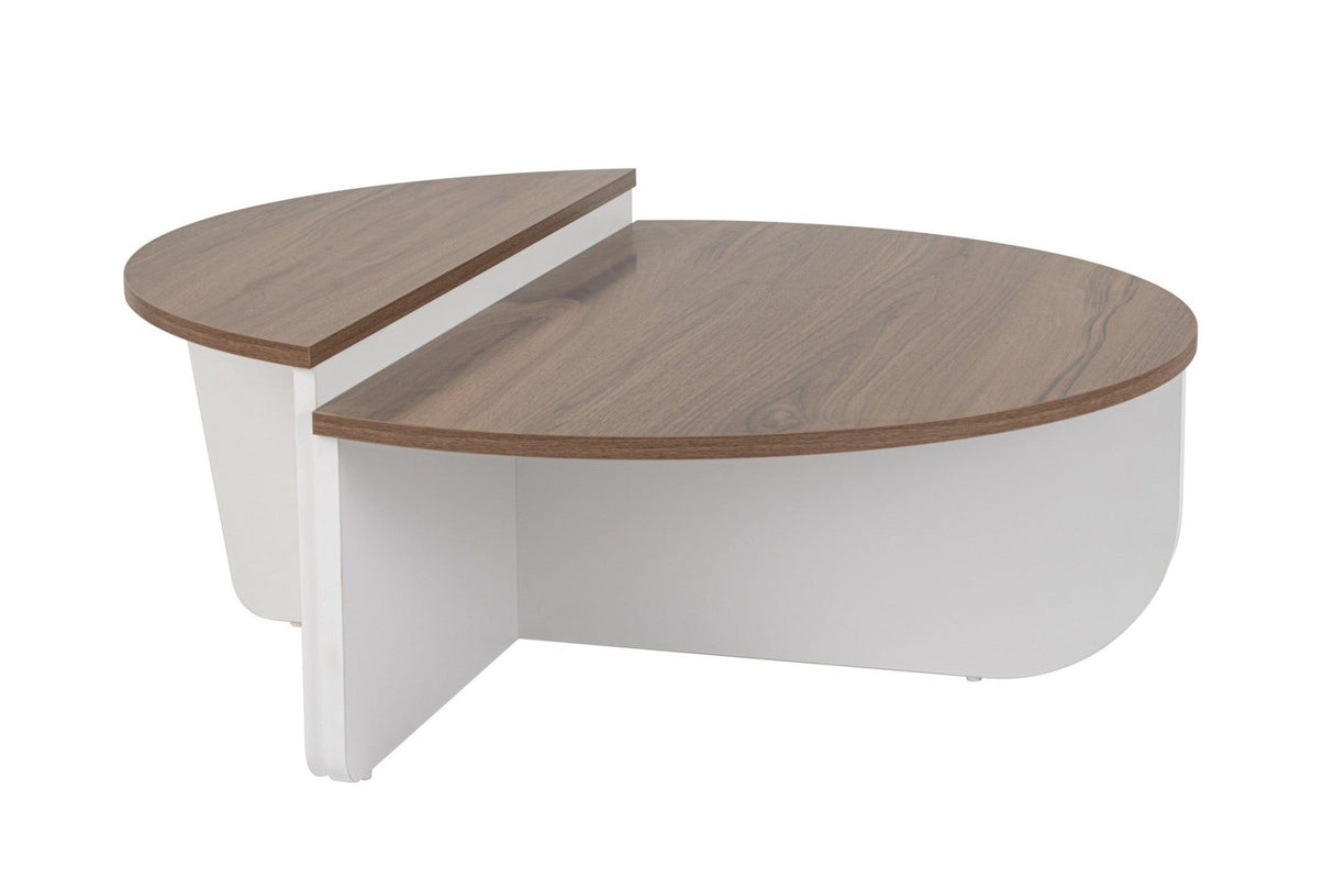 Salontafels - Ronde salontafel Orion walnoot en wit melamine 90x60 cm - Dimehouse