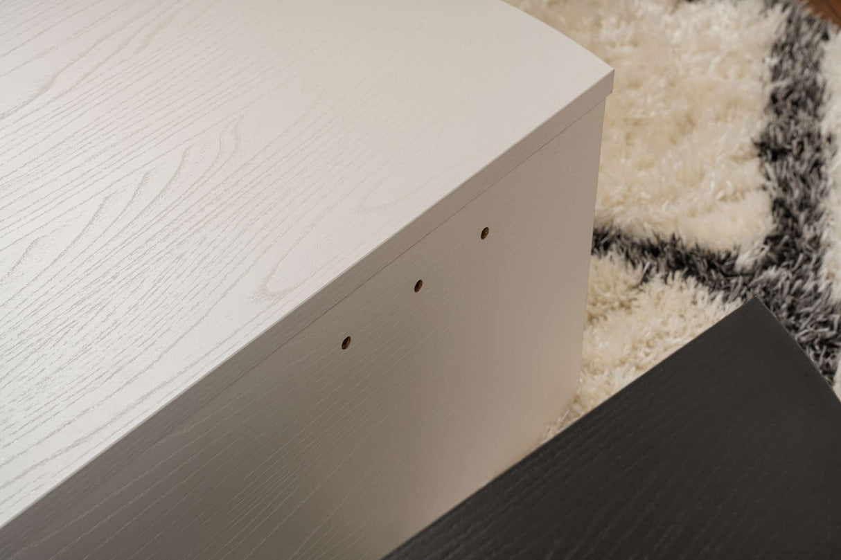 Salontafels - Ronde salontafel Orion wit en zwart melamine 90x60 cm - Dimehouse