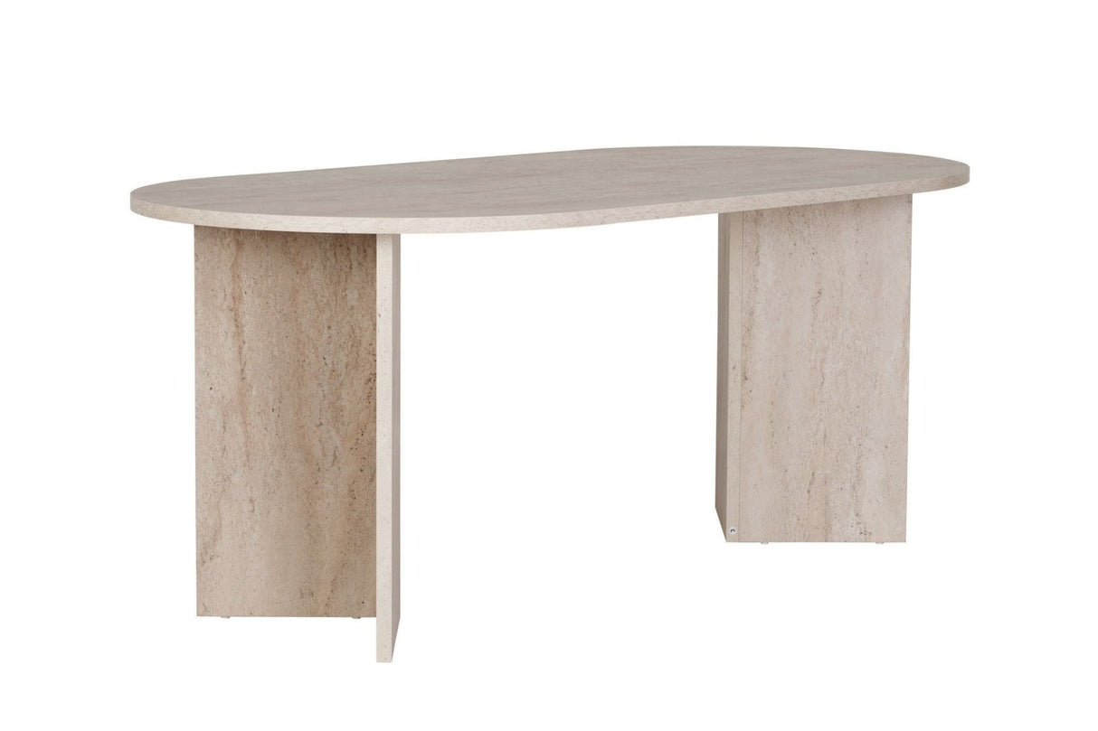 Eettafels - Ovale eettafel travertin melamine - Japandi - 180x89,5x75 cm - Sota - Dimehouse