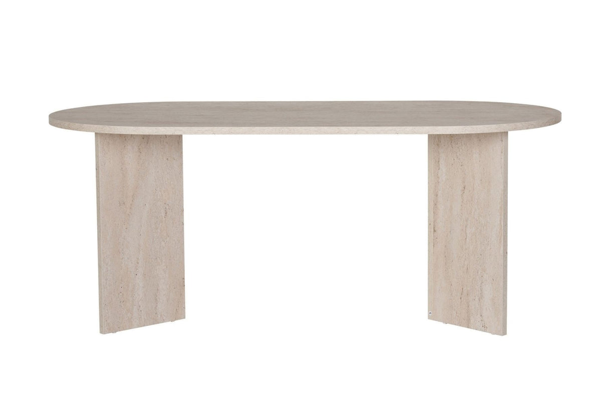 Eettafels - Ovale eettafel travertin melamine - Japandi - 180x89,5x75 cm - Sota - Dimehouse