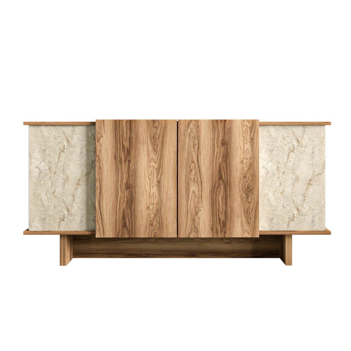 Diana Sideboard in Travertin-Optik 180 cm Travertin-Optik, Walnussfarbe Melaminbeschichteter Holzverbundstoff