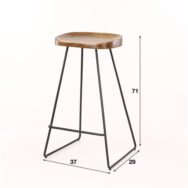 Barkrukken - Set van 4 Barkrukken Lenn Acaciahout - Zithoogte 71 cm - Zonder Rugleuning - Dimehouse