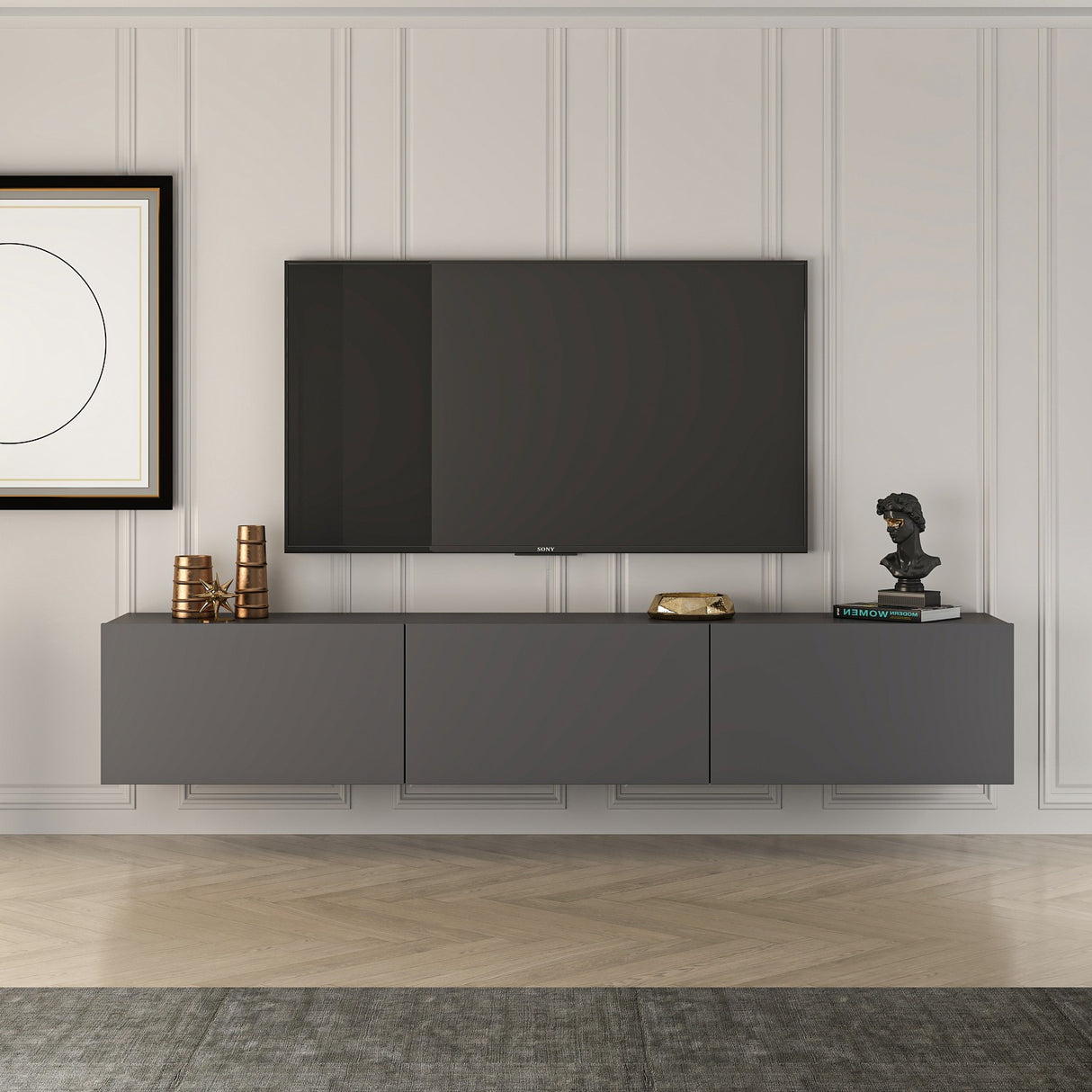 West Wandregal Anthrazit 150 cm Melaminbeschichtetes Holz